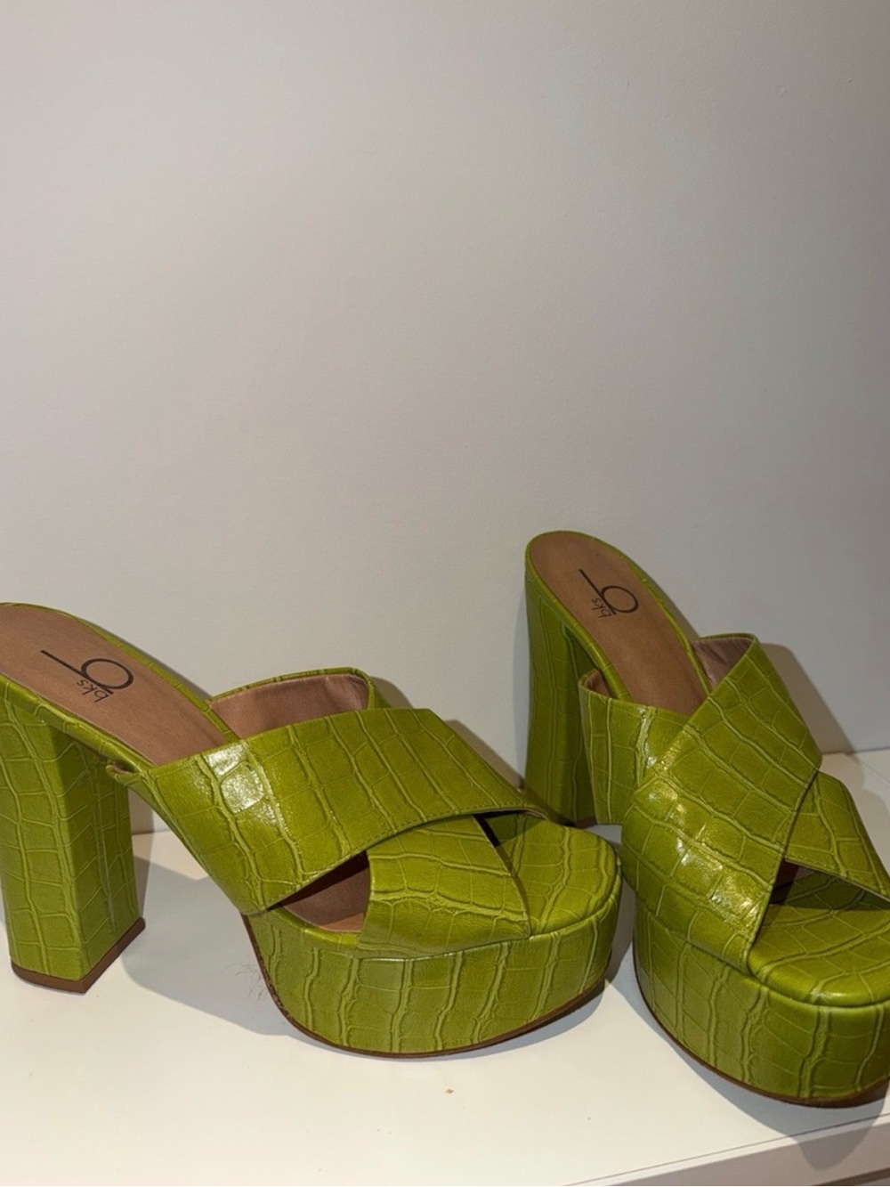 Bakers Green Croc-Embossed Platform Sandals